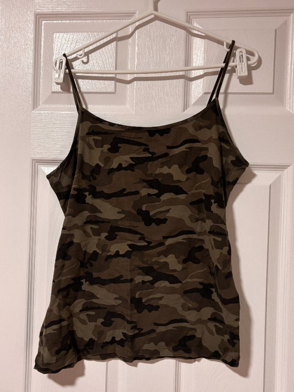 Camo Spaghetti Strap Tank Top | Camouflage Cami | Y2K Casual (XL)